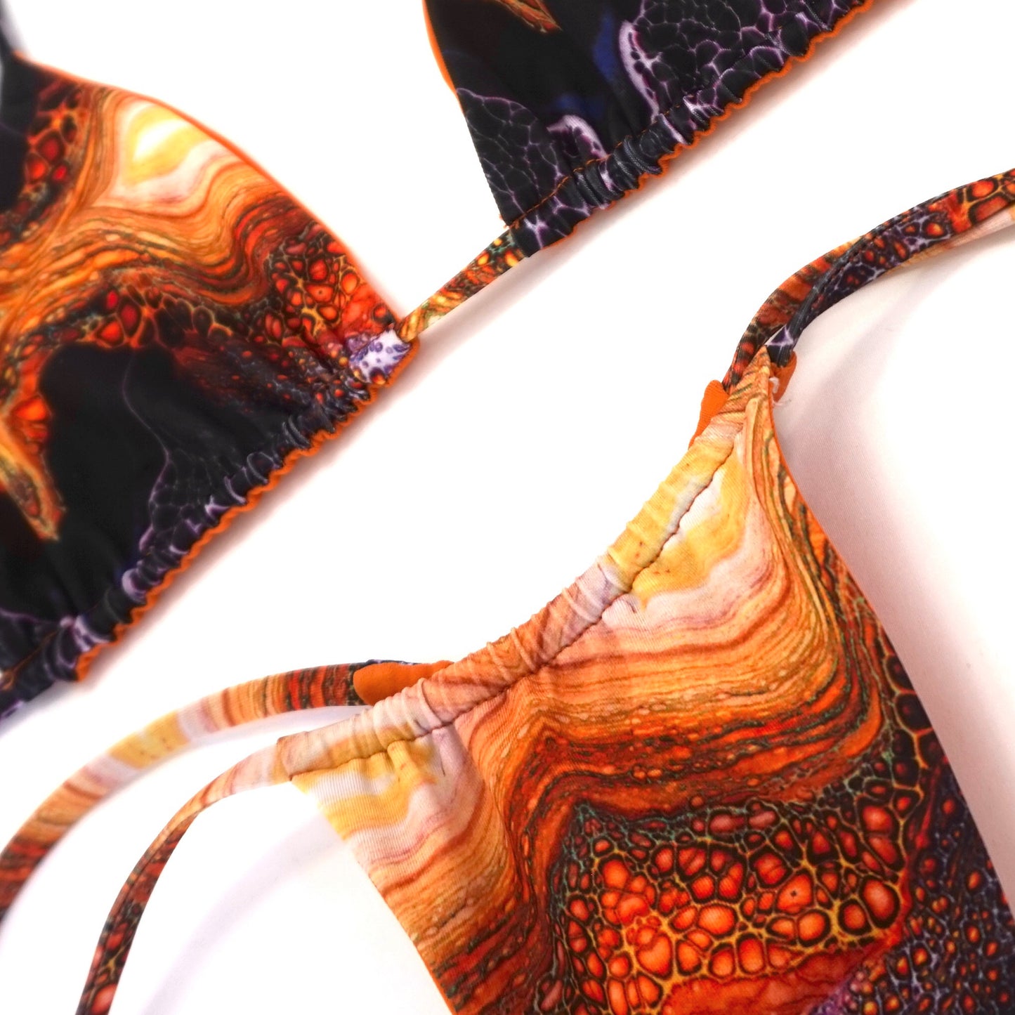 FIRE- Reversible bikini set + beach coverup skirt